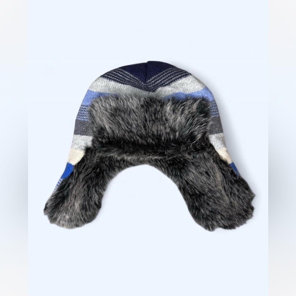 Cozy Gap Kids' Winter Hat with Faux Fur Lining - Blue and‎ Gray